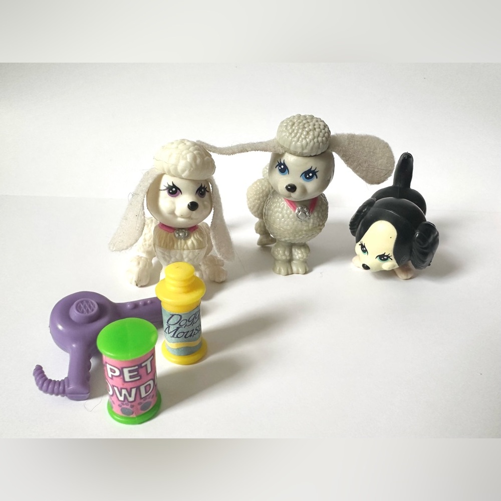 Set of Kenner Littlest Pet Shop Vintage Dog Figures & Access - 1992 1993 Lot